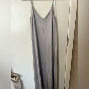 ZARA TRF Size S Silver Full Length Slip Dress